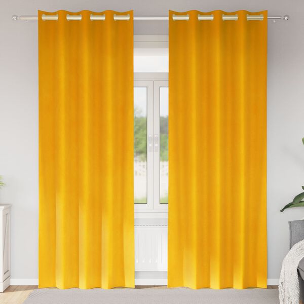 vidaXL Zavjese za zamračivanje 2 pcs Žuta 140 x 260 cm Bar&scaron;un