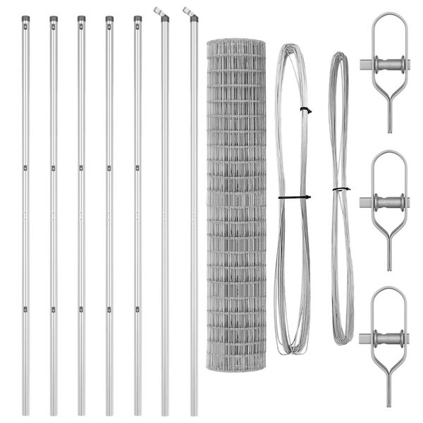 vidaXL Ograda s postovima Srebrno 1,6 x 10 m Čelik i PVC