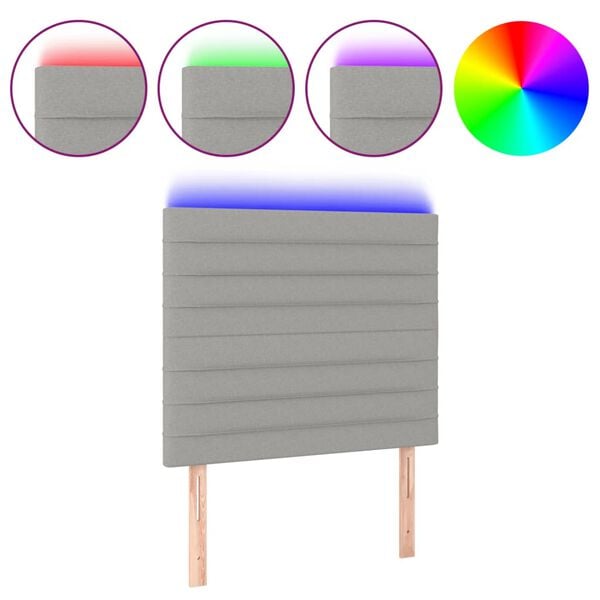 vidaXL LED uzglavlje svjetlosivo 80x5x118/128 cm od tkanine