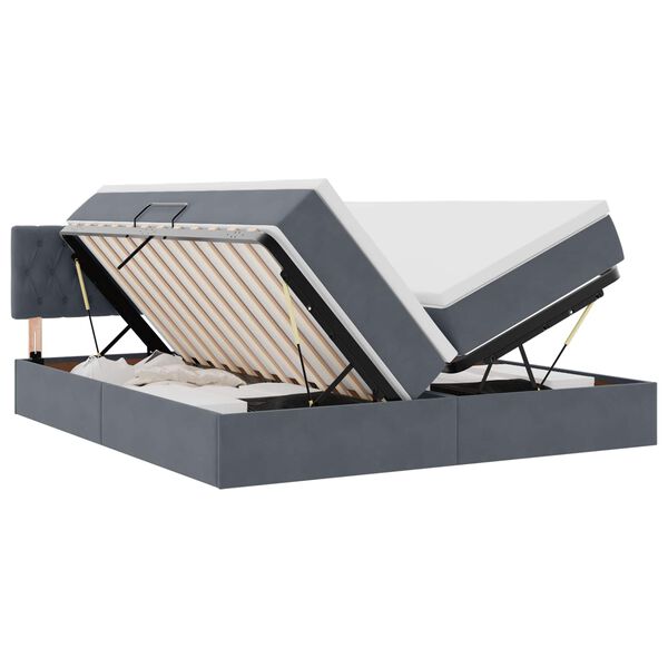 vidaXL Krevet s od storage s madracem Tamno siva 90 x 200 cm