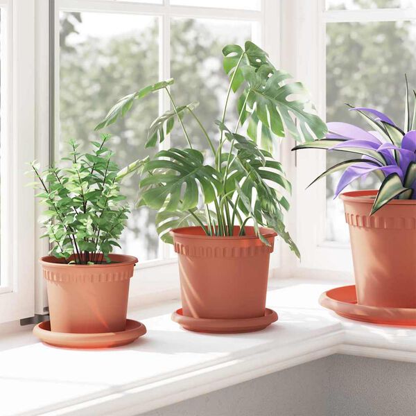 vidaXL Kružni Pladanj za Cvijeće 24 pcs Crvena cigla &Oslash; 14 x 2 cm