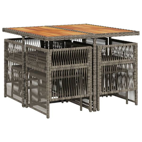 vidaXL 9-dijelni vrtni blagovaonski set sivi od poliratana