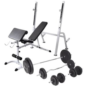 vidaXL Klupa za vježbanje sa stalkom za utege i setom utega 90 kg