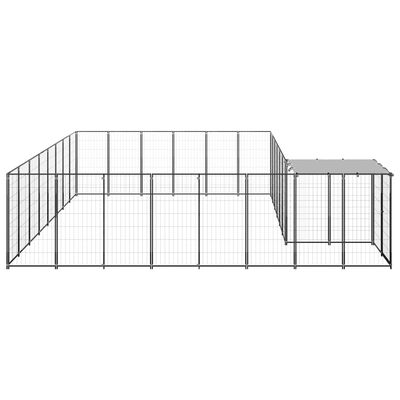 vidaXL Kavez za pse crni 15,73 m² čelični