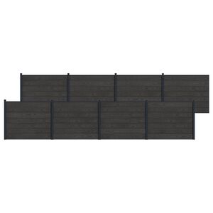 vidaXL Panel ograde 8 pcs WPC i aluminij Crna