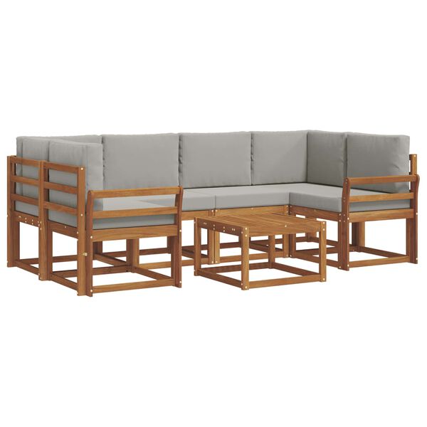 vidaXL Set vanjskih sofa s jastukom 7 pcs Prirodna i svijetlo siva