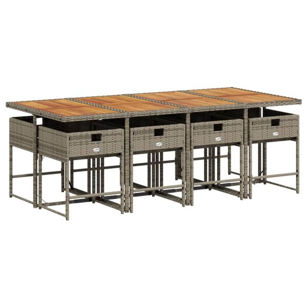 vidaXL 9-dijelni vrtni blagovaonski set sivi od poliratana