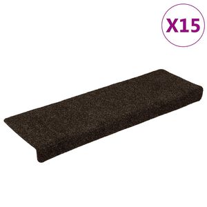 vidaXL Prostirke za stepenice samoljepljive 15 kom 65x21x4 cm tamnosmeđe pravokutne rubove