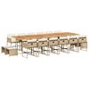 vidaXL 17-dijelni vrtni blagovaonski set od poliratana s jastucima bež