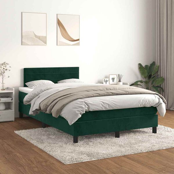 vidaXL Krevet box spring s madracem tamnozeleni 120x190 cm bar&scaron;unasti