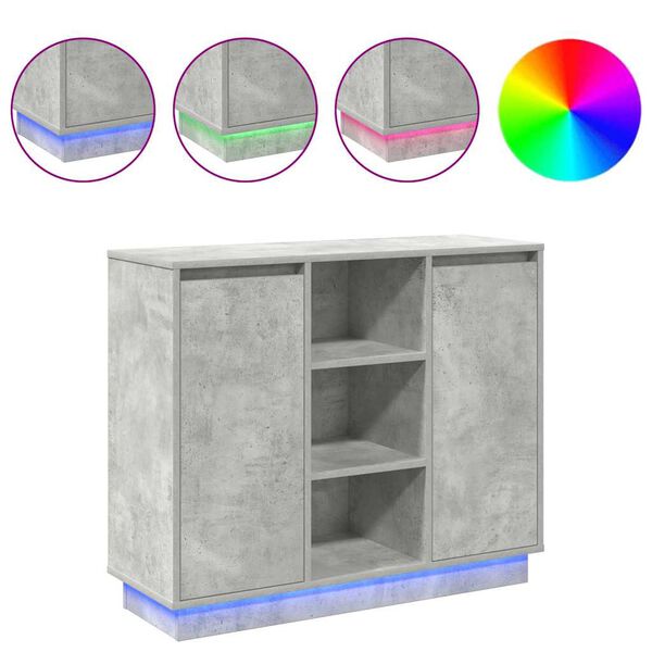 vidaXL LED komoda Betonski sivi 90 x 32 x 75 cm Konstruirano drvo