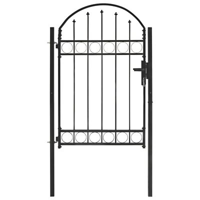vidaXL Vrata za ogradu s lučnim vrhom čelična 100 x 150 cm crna