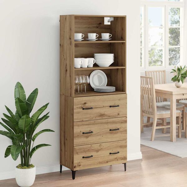 vidaXL Highboard Umjetnički hrast 69,5 x 34 x 180 cm Konstruirano drvo