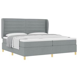 vidaXL Krevet s opruga kutije Svijetlo siva 200 x 200 cm tkanina