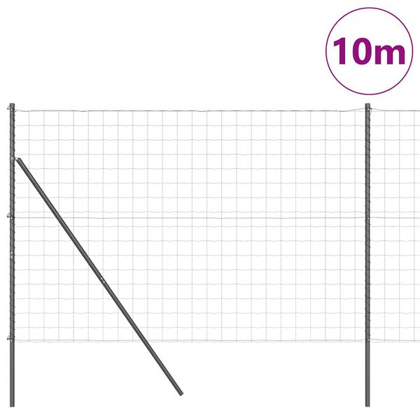 vidaXL Ograda s postovima Siva 1,6 x 10 m Čelik i PVC