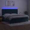 vidaXL Krevet box spring s madracem LED tamnoplavi 200x200 cm bar&scaron;un
