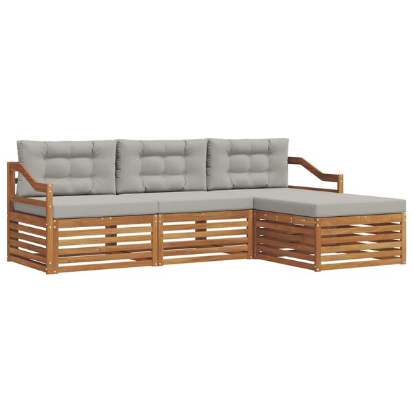 vidaXL Set vanjskih sofa s jastukom 4 pcs Prirodna i svijetlo siva