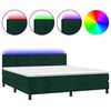 vidaXL Krevet box spring s madracem LED tamnozeleni 180x200 cm bar&scaron;un