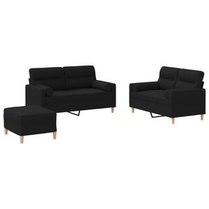 vidaXL 3-dijelni set sofa s jastucima crni od mikrovlakana