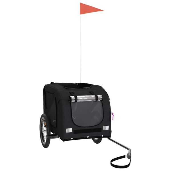 vidaXL Prikolica za bicikl za ljubimce crna od tkanine i željeza