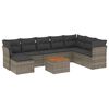 vidaXL 9-dijelni set vrtnih sofa od poliratana s jastucima sivi
