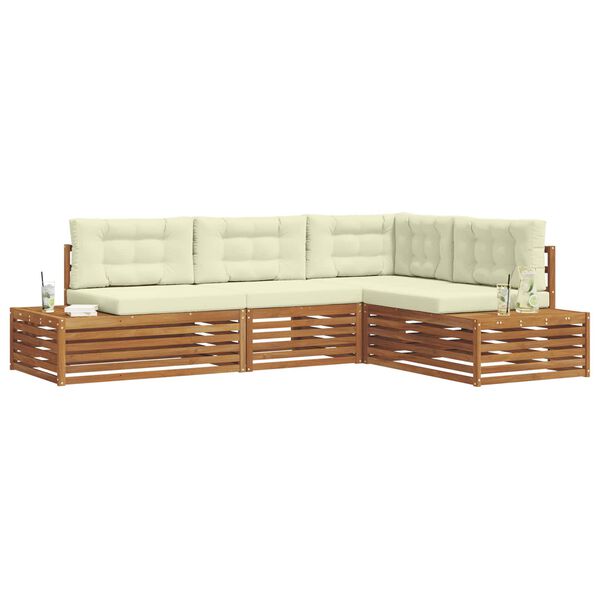 vidaXL Set vanjskih sofa s jastukom 4 Komad Prirodna i krem