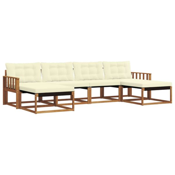vidaXL Set vanjskih sofa s jastukom 6 pcs Prirodna i krem