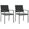 vidaXL Vrtne stolice s jastucima 2 kom crne 54x62,5x89 cm poliratan