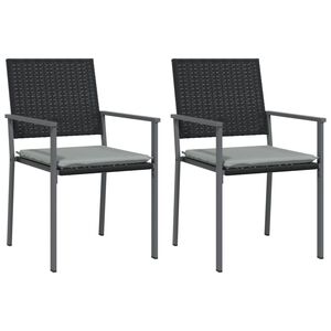 vidaXL Vrtne stolice s jastucima 2 kom crne 54x62,5x89 cm poliratan