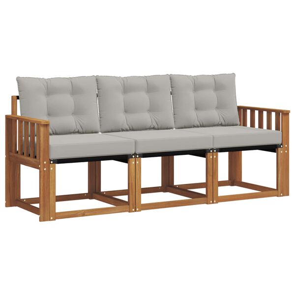 vidaXL Set vanjskih sofa s jastukom 3 pcs Prirodna i svijetlo siva