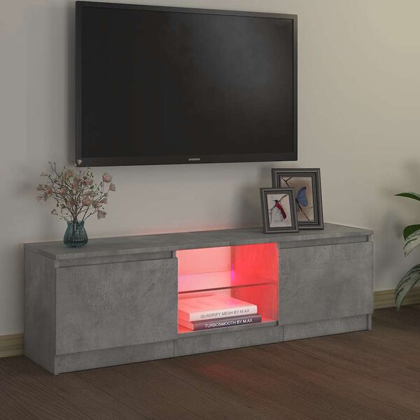 vidaXL TV ormarić s LED svjetlima siva boja betona 120 x 30 x 36 cm