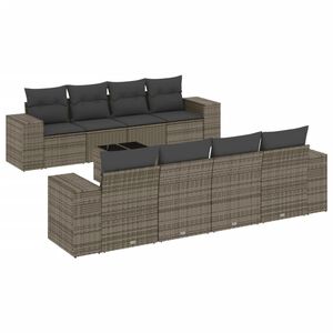 vidaXL 9-dijelni set vrtnih sofa od poliratana s jastucima sivi
