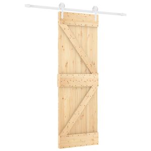 vidaXL Klizna vrata Prirodna i bijela 70 x 210 cm Čvrsta borovina
