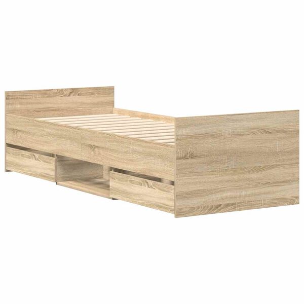 vidaXL Okvir kreveta s uzglavljem i podnožjem boja hrasta 75 x 190 cm