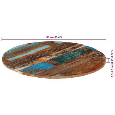 vidaXL Okrugla stolna ploča 80 cm 15 - 16 mm masivno obnovljeno drvo