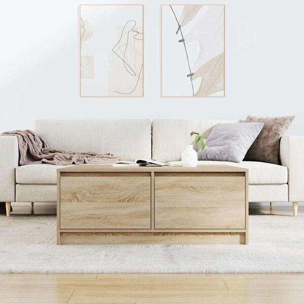 vidaXL stol za kavu s ladicama sonoma hrast 100x100x40 cm