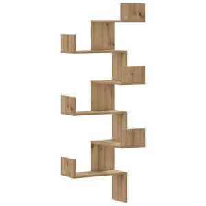 vidaXL Kutna zidna polica boja artisian hrast 45x45x147 cm drvena
