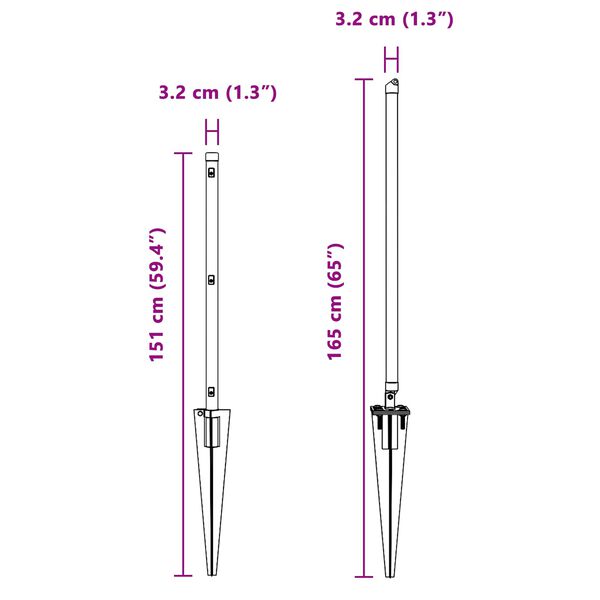 vidaXL Stup za ogradu Ostalo 26 pcs Siva 3,2 x 3,2 x 120 cm Čelik