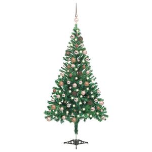 vidaXL Umjetno osvijetljeno božićno drvce s kuglicama 120 cm 230 grana