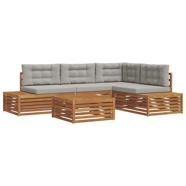 vidaXL Set vanjskih sofa s jastukom 5 Komad Prirodna i svijetlo siva