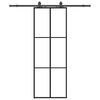 vidaXL Klizna vrata s priborom crna 76 x 205 cm od ESG stakla
