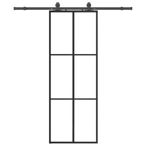 vidaXL Klizna vrata s priborom crna 76 x 205 cm od ESG stakla