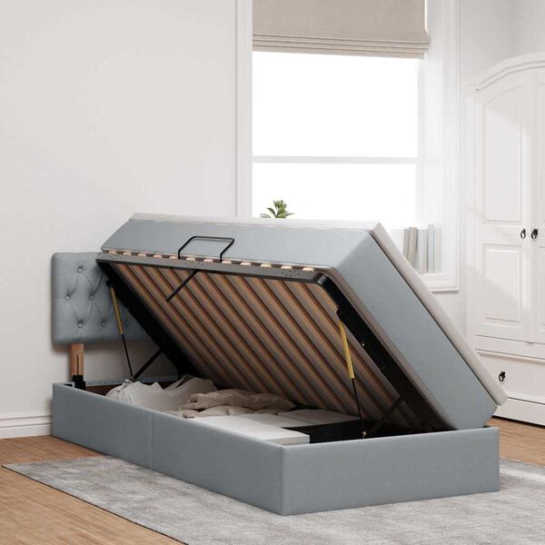 vidaXL Krevet s madracem i skladi&scaron;tem Svijetlo siva 100 x 200 cm