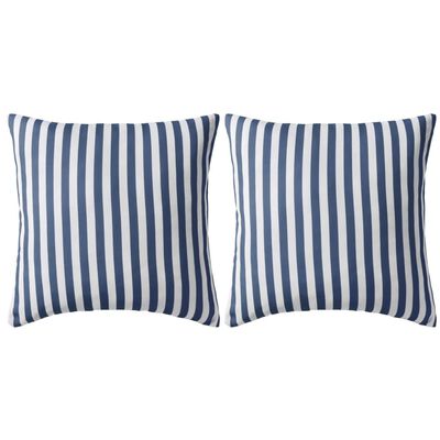 vidaXL Vrtni jastuci s prugastim uzorkom 2 kom 45 x 45 cm mornarsko plavi