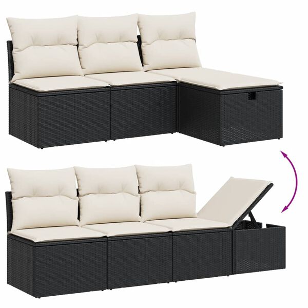 vidaXL 8-dijelni set vrtnih sofa od poliratana s jastucima crni
