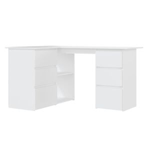 vidaXL Kutni radni stol bijeli 145 x 100 x 76 cm konstruirano drvo