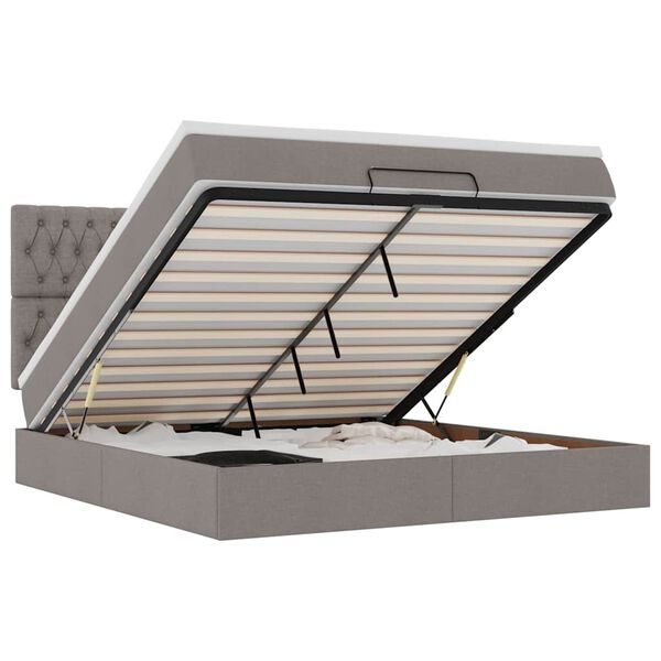 vidaXL Otomanski krevet s madracem smeđesivi 160x200cm od tkanine
