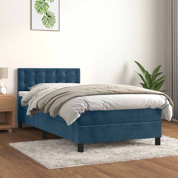 vidaXL Box spring krevet s madracem tamnoplavi 80 x 200 cm bar&scaron;unasti