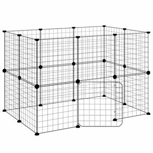 vidaXL Kavez za ljubimce s 20 panela i vratima crni 105 x 70 x 70 cm čelični