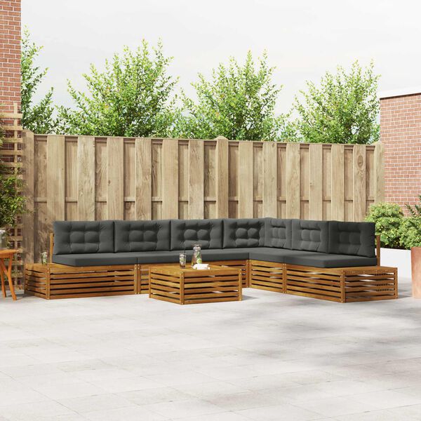 vidaXL Set vanjskih sofa s jastukom 7 Komad Prirodna i antracit